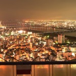 Osaka city night view from Floating Garden Observatory