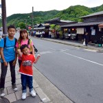 Commercial establishments north of Togetsukyo Bridge, Kyoto