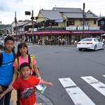 Commercial establishments north of Togetsukyo Bridge, Kyoto
