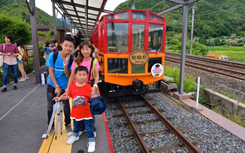 Sagano Scenic Railway train at Torokko Kameoka Station @2015 Sagano Scenic Railway train at Torokko Kameoka Station @2015