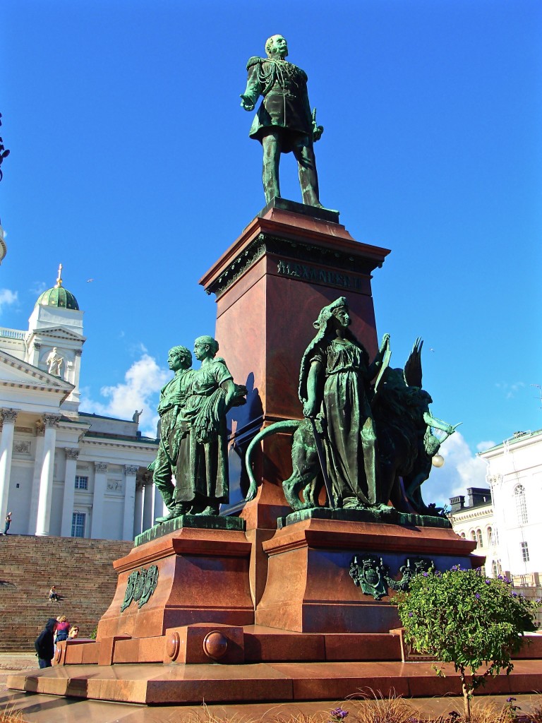 Statue of Russian czar Alexander II. Senate Square, Helsinki, Finland. Explore central Helsinki