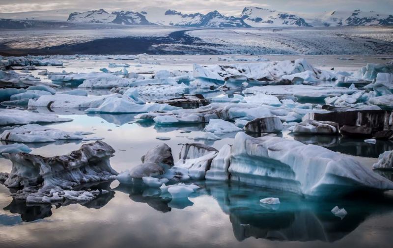 Jökulsárlón Glacier Lagoon. Panoramic lagoon with out-of-this-world views.