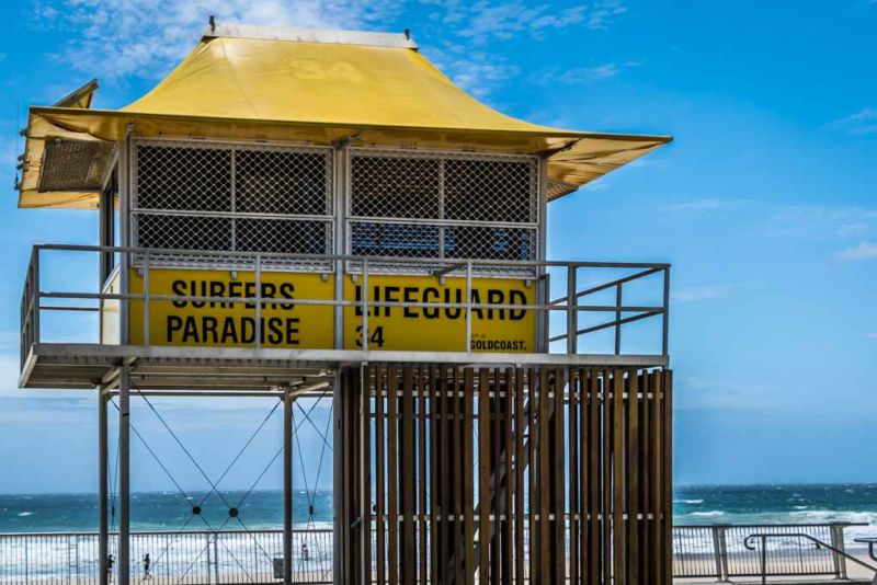 Iconic lifeguard station on Surfers Paradise beachfront (Top places to visit in Gold Coast)