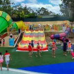 Miniature water slides that mimics the larger versions thrill slides in other “grown-up” parts of the park