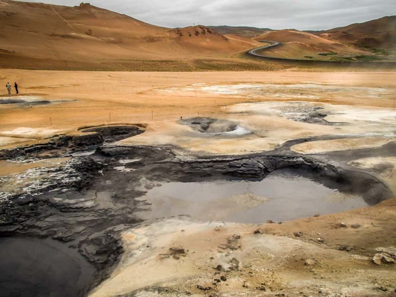 Boiling mudpools at Hverarondor Hverir (Attractions in Northeast Iceland)