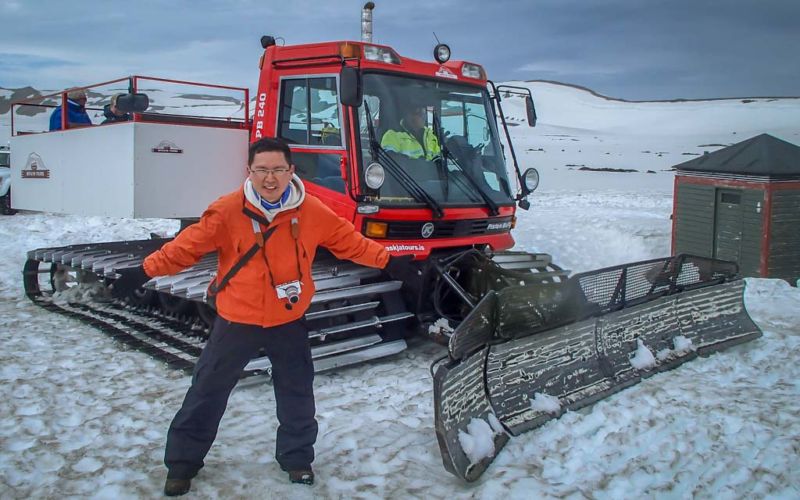Snow transporters at Askja. Attractions in Northeast Iceland