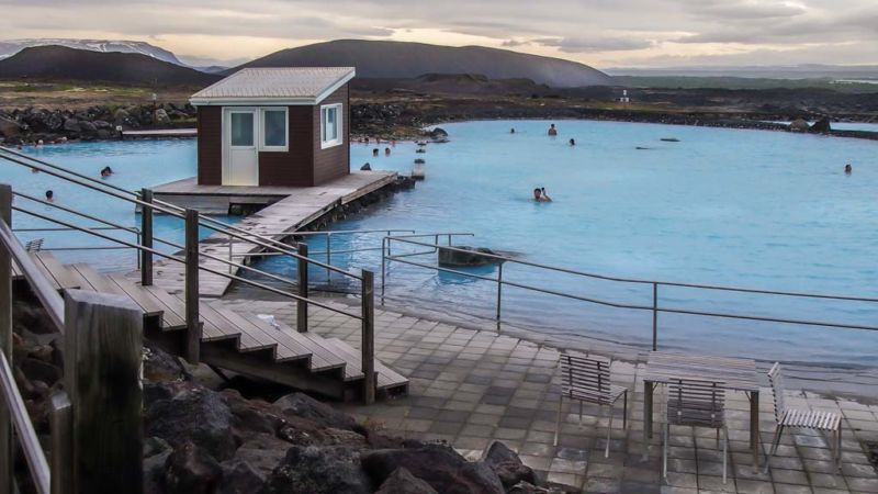 Mývatn Nature Baths; warm yourself in the hot nature pool while the ambient temperature is plunging as evening approaches.