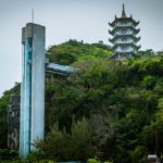 Lift at Water Mountain. Marble Mountains is a cluster of 5 marble/limestone hills in Da Nang. (Vietnam)(Best of Central Vietnam Itinerary)