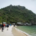 Visitors embarking on hike to summit of Monkey Island, Lan Ha Bay (Vietnam)
