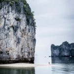 One of the natural sand beaches, Ha Long Bay (Vietnam)