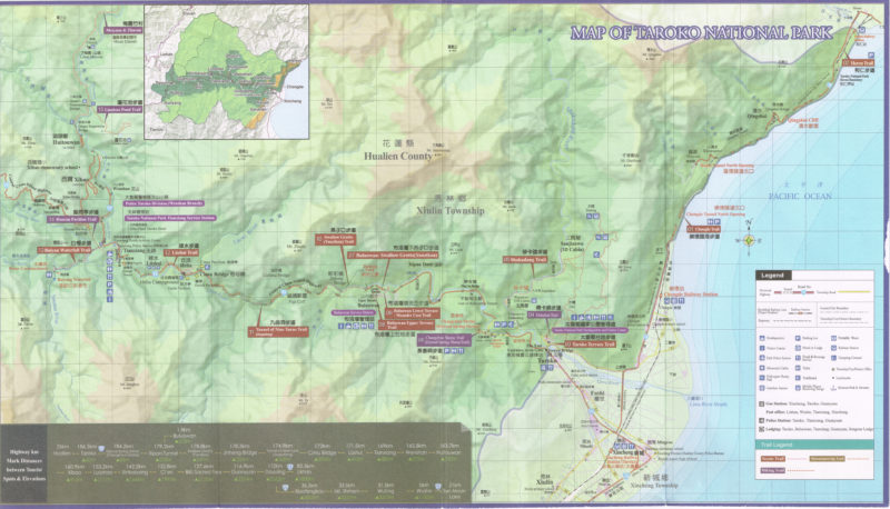 Map of Taroko Gorge (scanned brochure)