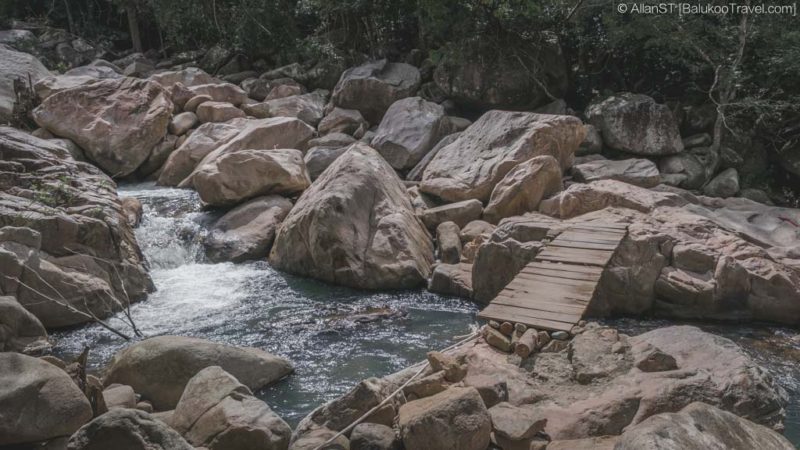 Wooden bridge at Ba Ho Waterfall (before Waterfall #1). Nha Trang, Vietnam.
