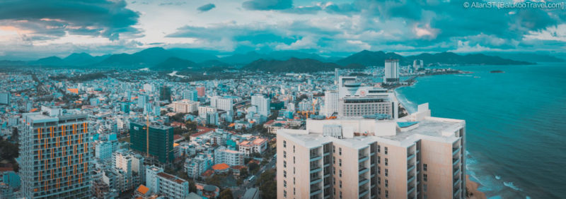 Nha Trang city view from Skylight, on the 43th floor of Havana Hotel. Vietnam.