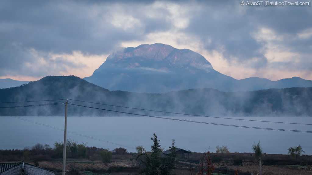 Mount Goddess Gemu (3754m) on the northern shore of the lake
