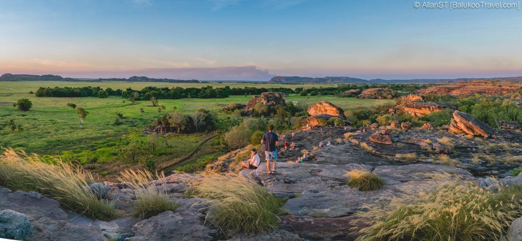Visitors enjoying sunset at Ubirr (Kakadu National Park)