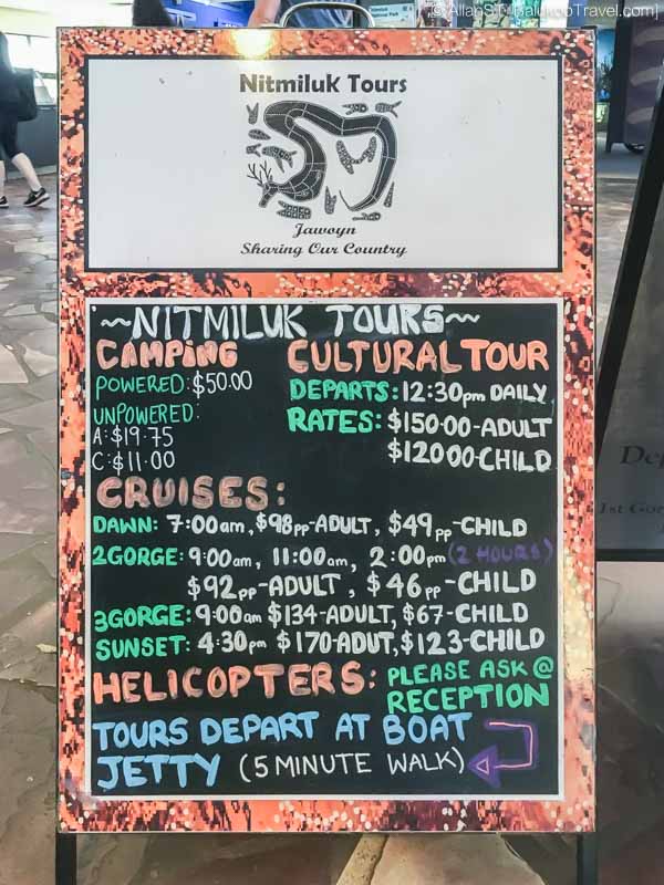 Activities available from Nitmiluk Visitor Centre