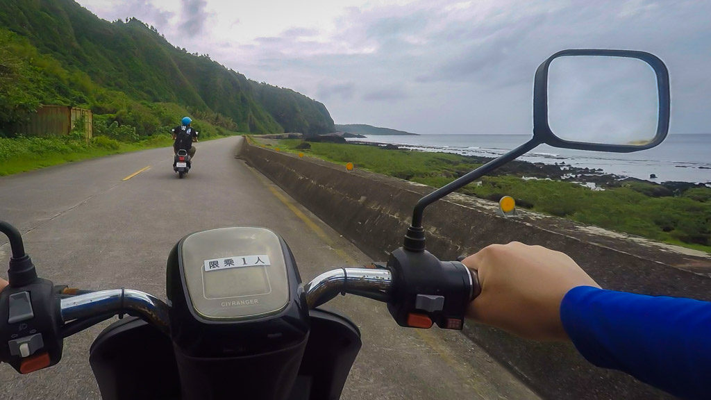 Getting around Green Island on an e-scooter. GuiWan 龜灣 (Green Island, Taiwan)