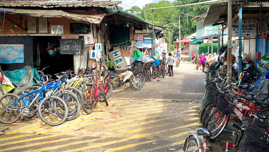 Bicycle rental shops at Pulau Ubin main village