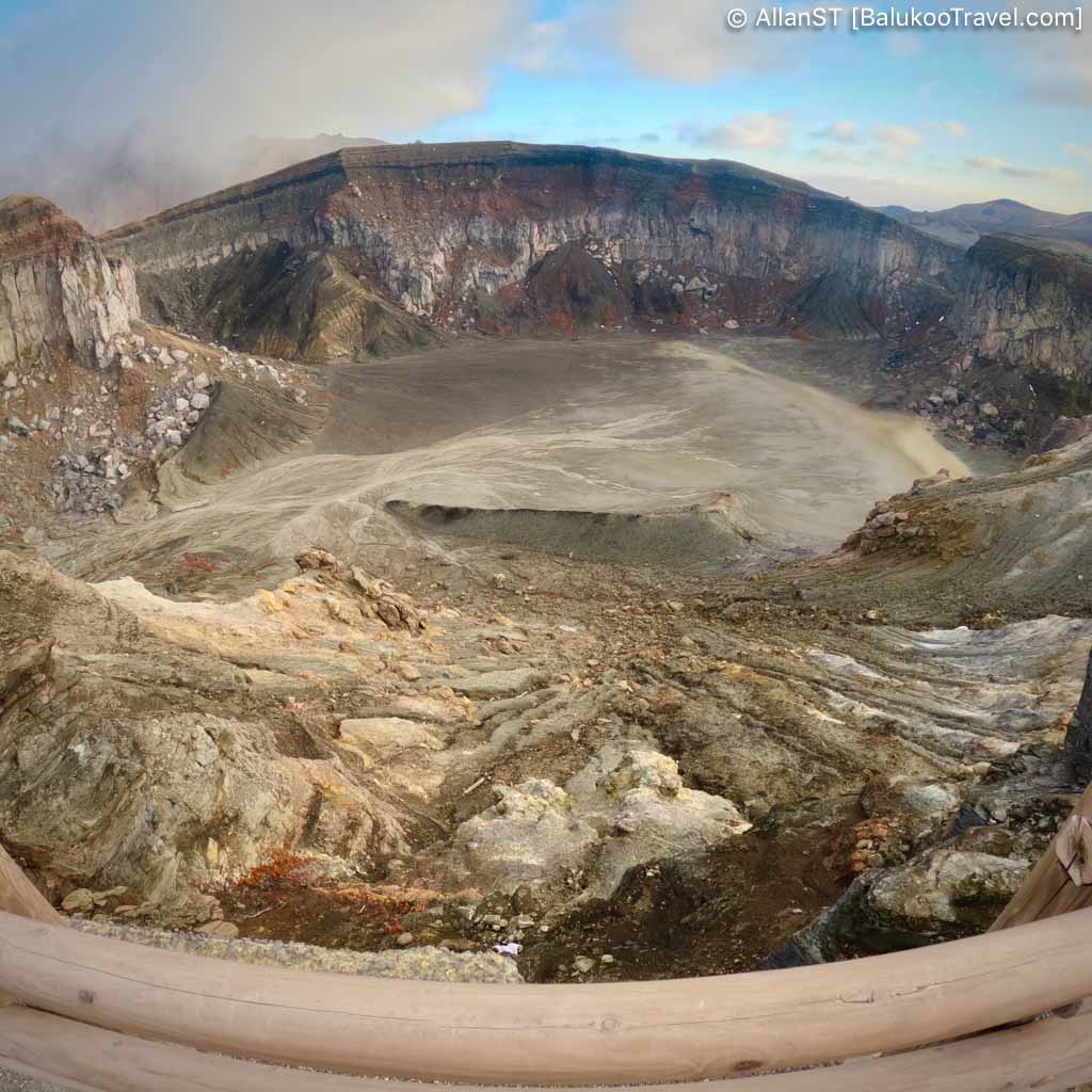 Visitors can witness the dramatic landscape of the craters (Aso Nakadake Crater, Mount Aso, Kyushu, Japan)