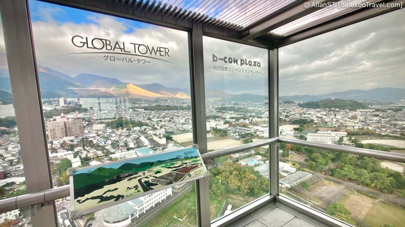 Global Tower offering a panoramic view of the bay, city and inland mountain range. (Beppu, Oita, Japan)