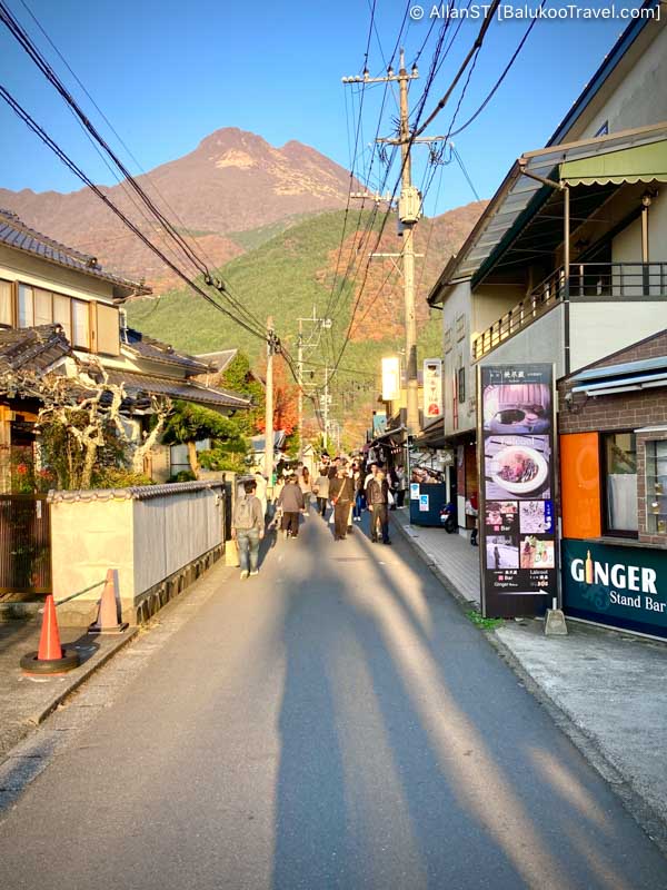 The main street in Yufuin is filled with cafes, boutiques and various retail outlets.