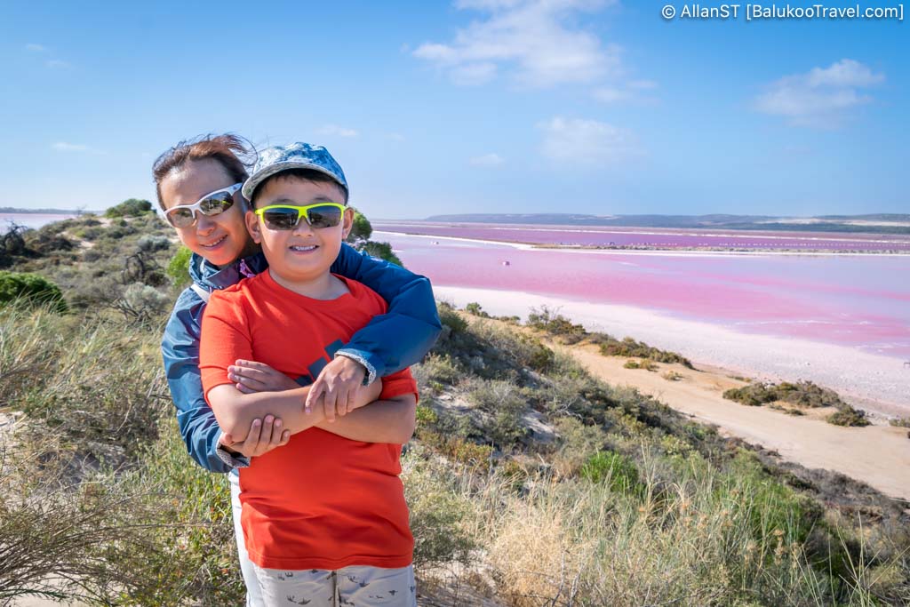 Salt lake that presents a red/pink hue due to Dunaliella salina, an algae that enables commercial production of β-carotene.