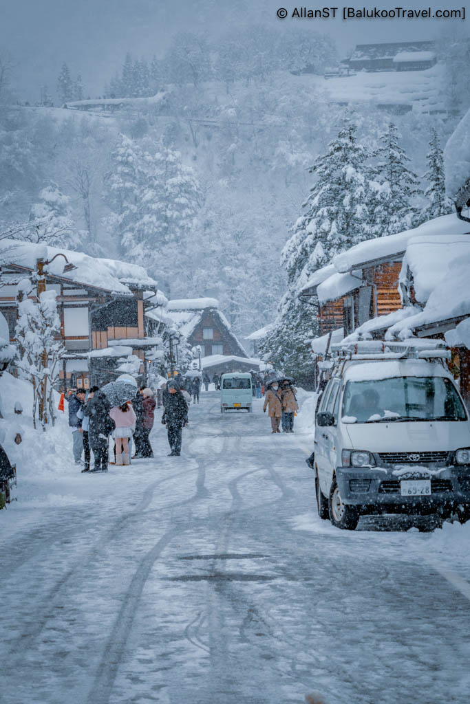 Main street of Shirakawa-go. Ogimachi Castle Observation Deck can be seen at the top section of the image. Main street of Shirakawa-go. Ogimachi Castle Observation Deck can be seen at the top section of the image.