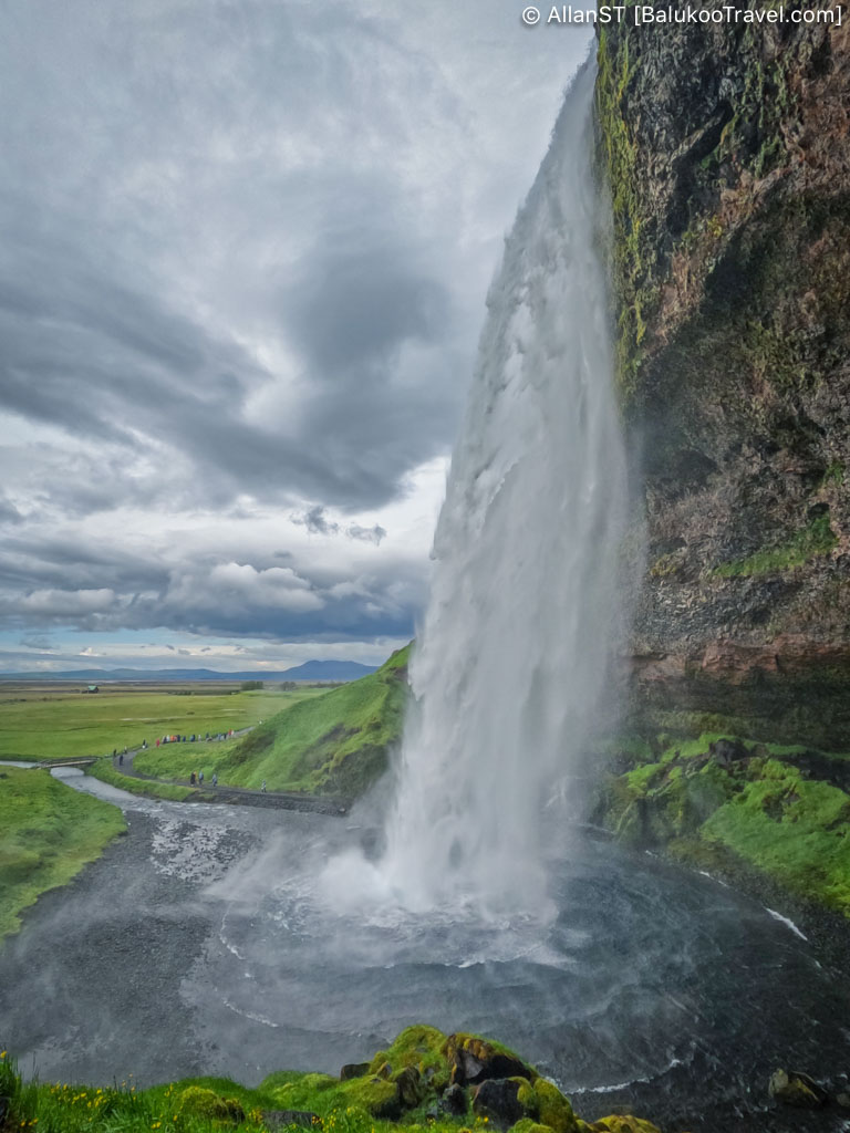 A 60m high waterfall where visitors can walk behind the cascading water. Seljalandsfoss