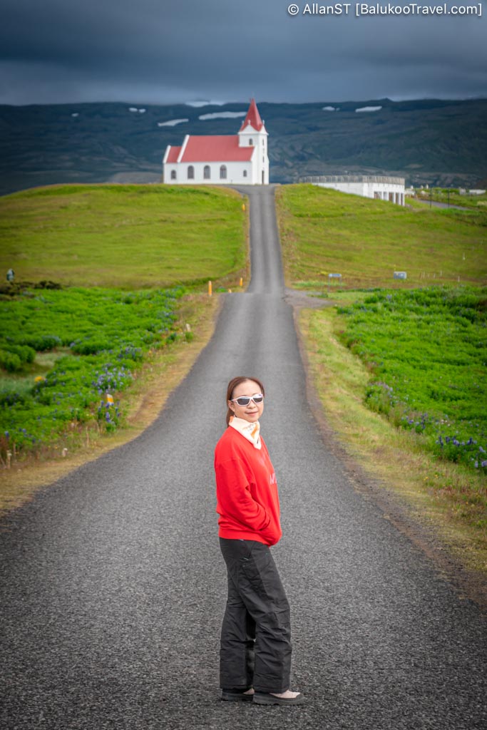 A historic church offering cultural contrast to the surrounding volcanic terrain. Ingjaldsholl Church
